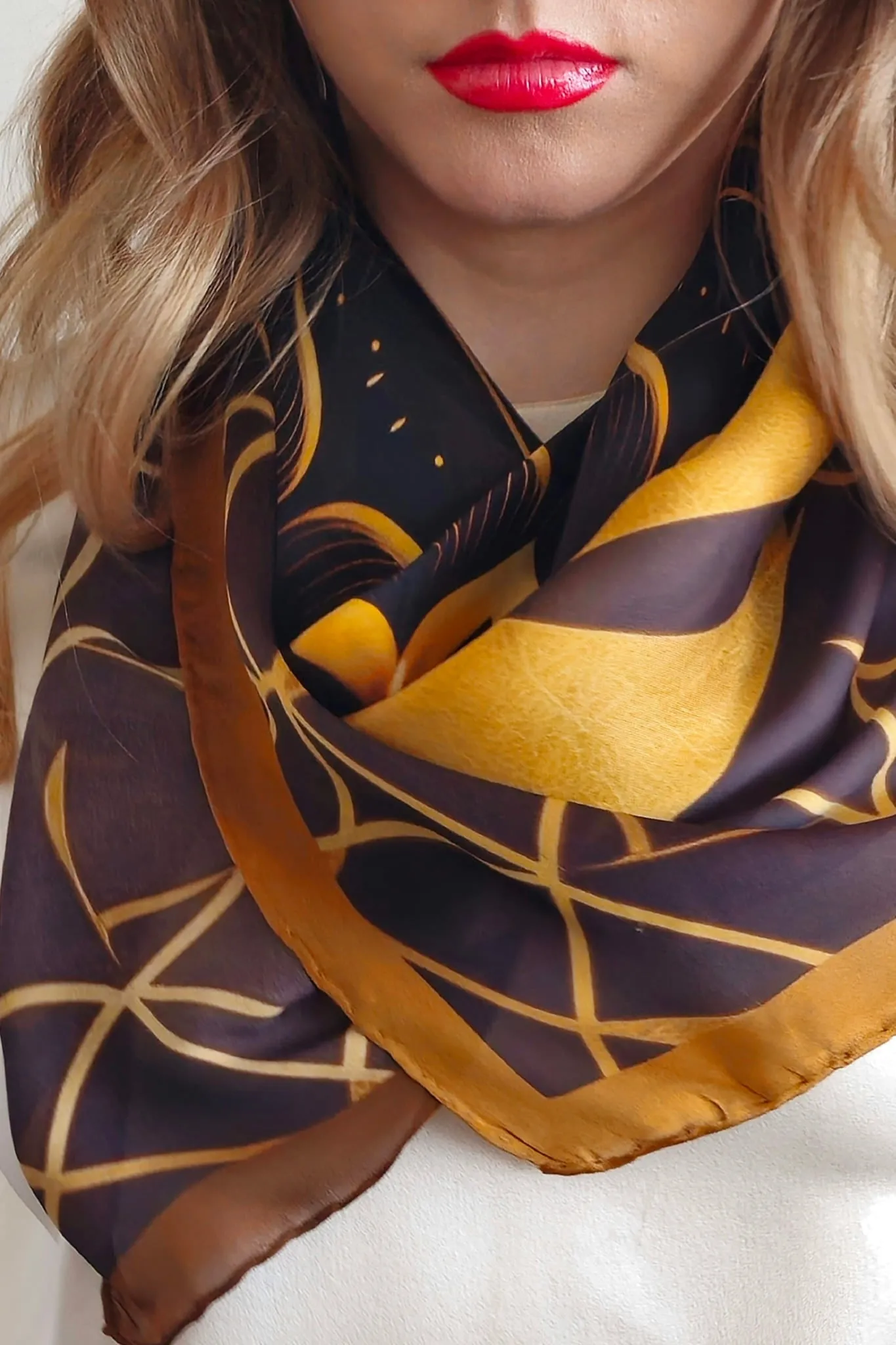 Golden Mandala Silk Scarf