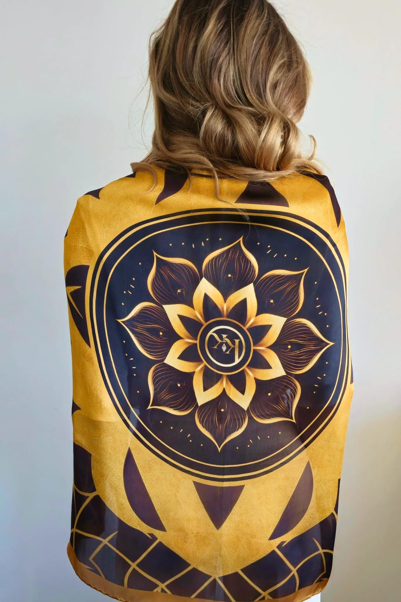 Golden Mandala Silk Scarf