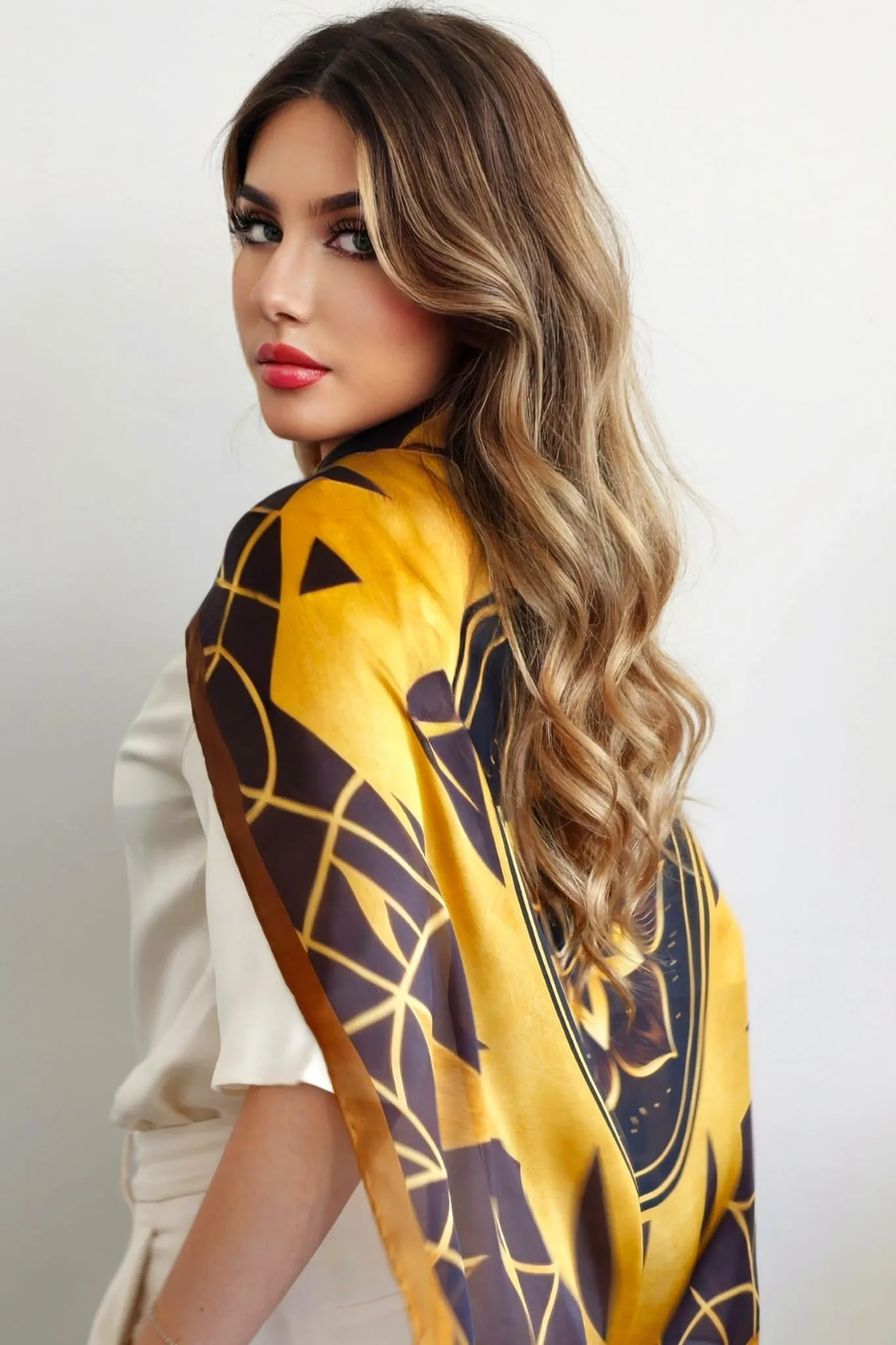 Golden Mandala Silk Scarf