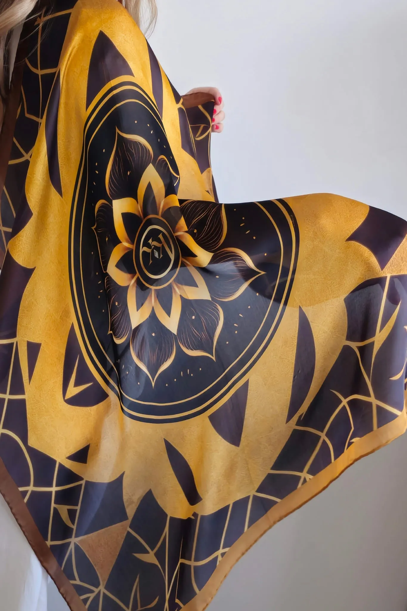 Golden Mandala Silk Scarf