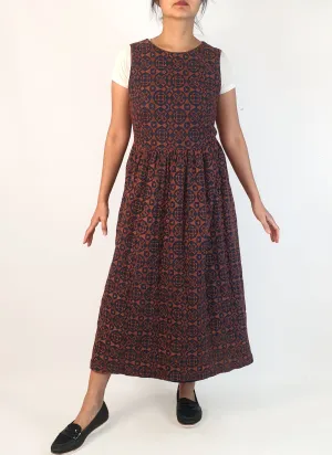 Gorman fit and flare navy and brown embroydered dress size 10