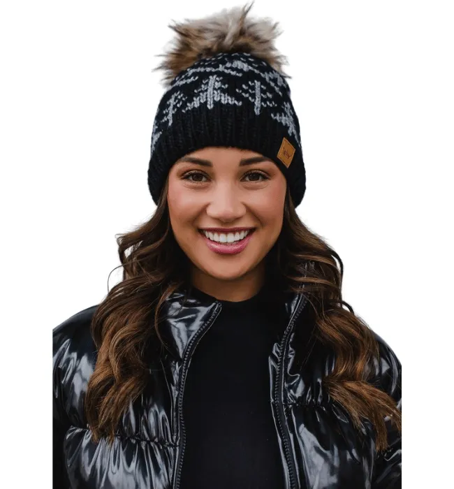 Gray   Black Pom Hat
