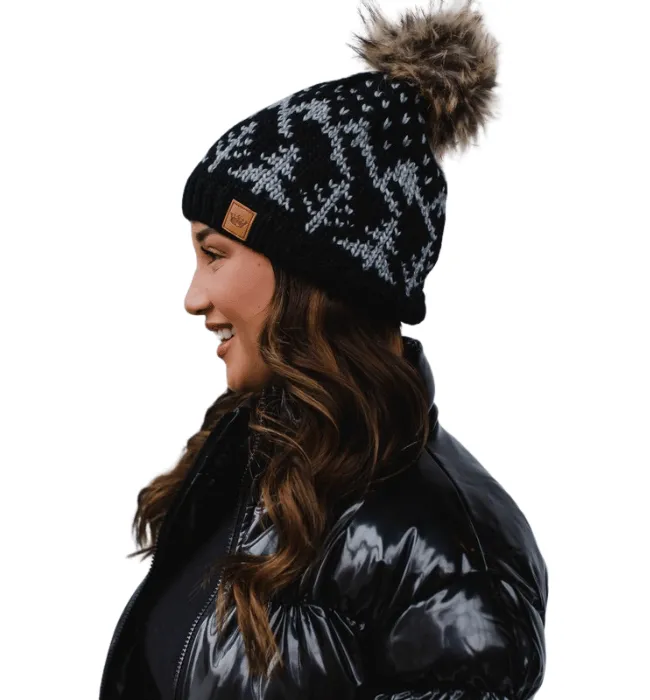 Gray   Black Pom Hat