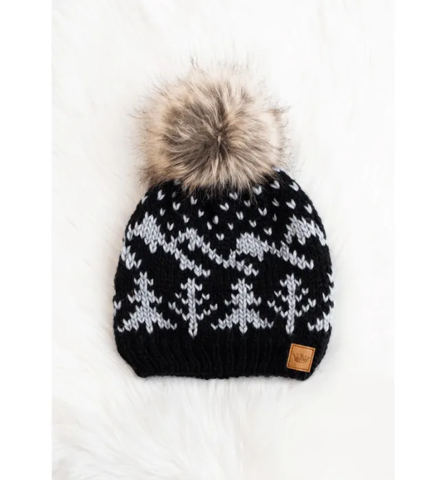 Gray   Black Pom Hat