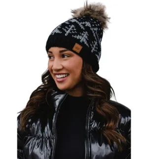 Gray   Black Pom Hat
