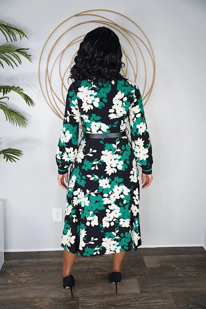 Green floral dress