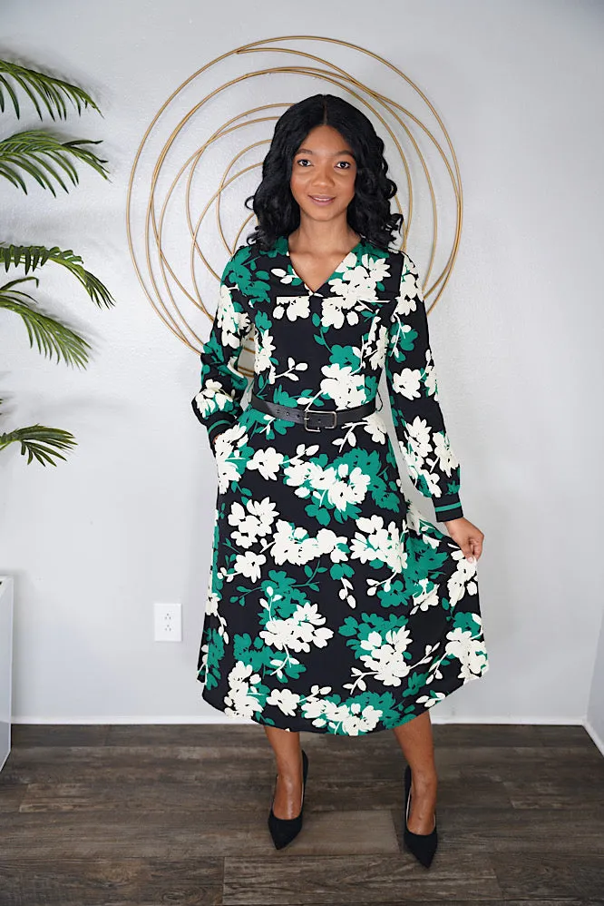 Green floral dress