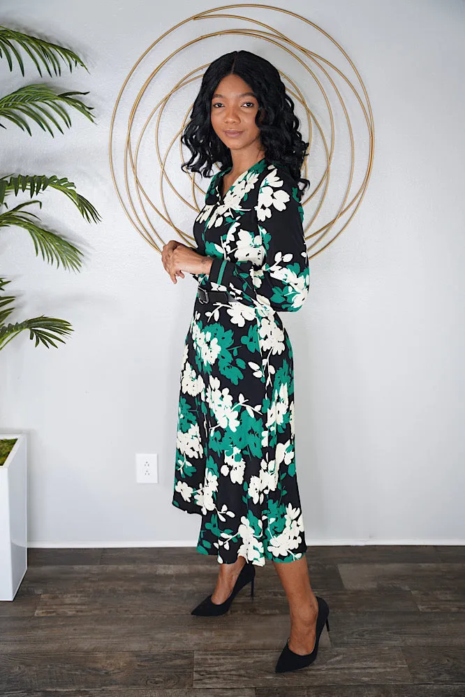 Green floral dress