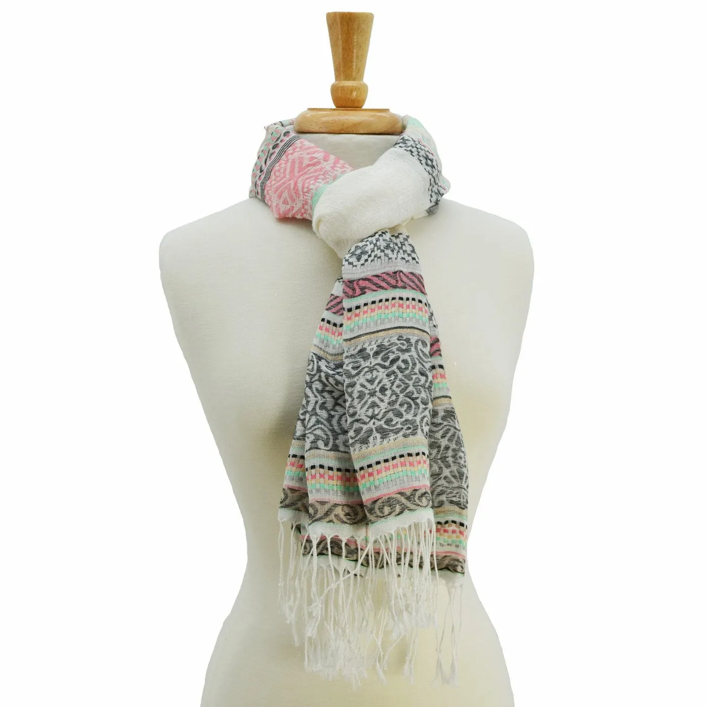Greta Stipe Fringed Scarf