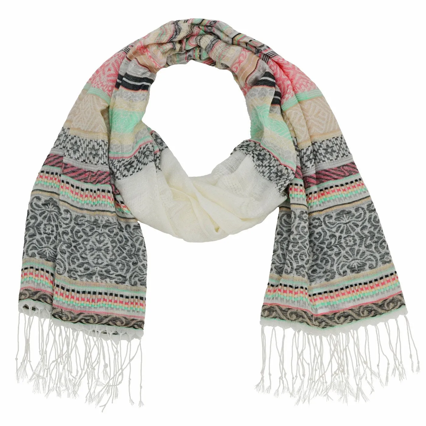 Greta Stipe Fringed Scarf