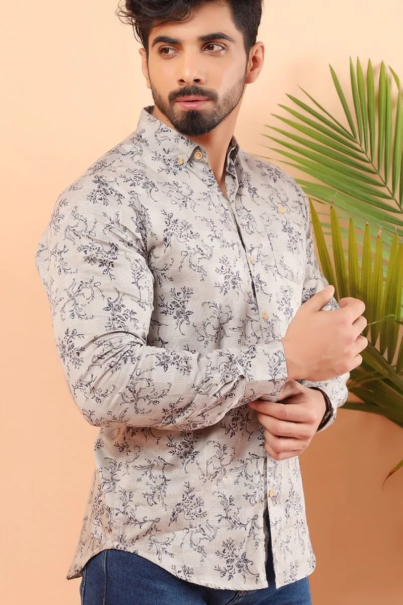 Grey Casual Shirt FS Regular Fit
