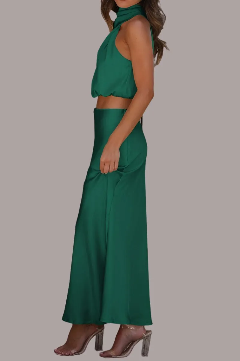 GYPSY - Sleeveless Crop Top and Maxi Skirt Set