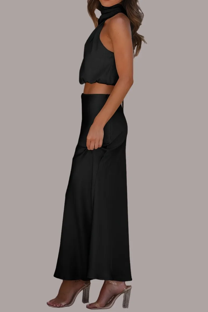 GYPSY - Sleeveless Crop Top and Maxi Skirt Set