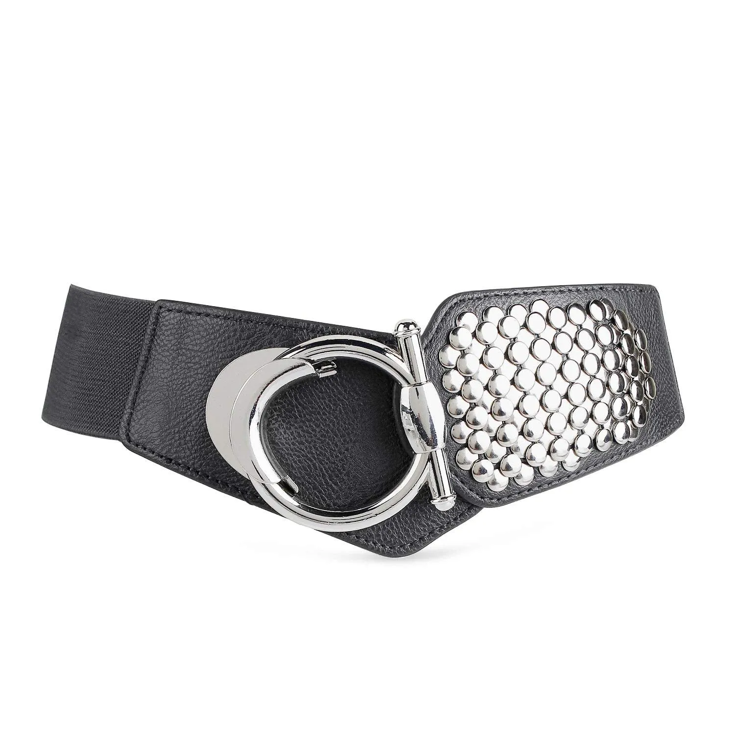 Halloween Women's Fashion Vintage Wide Elastic Waist Belt For Dresses With Rivets Studs By JASGOOD