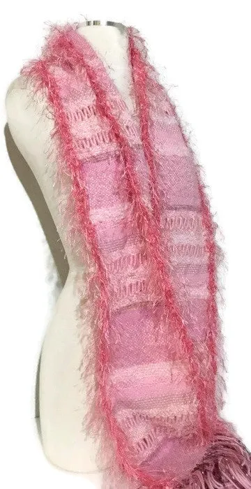 Hand woven pink alpaca scarf, boho chic, The pink woven scarf