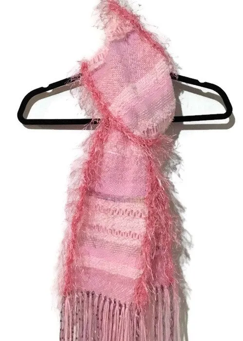 Hand woven pink alpaca scarf, boho chic, The pink woven scarf