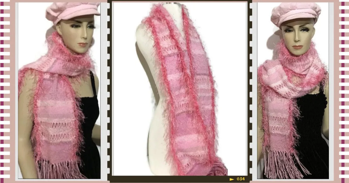 Hand woven pink alpaca scarf, boho chic, The pink woven scarf