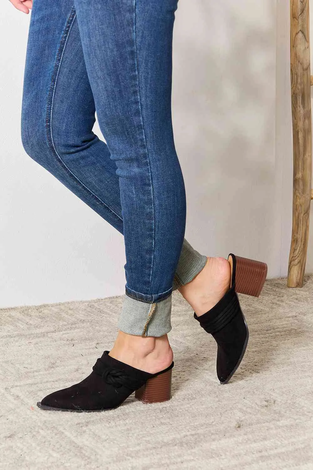 Hazel Blues® |  East Lion Corp Pointed-Toe Braided Trim Mules