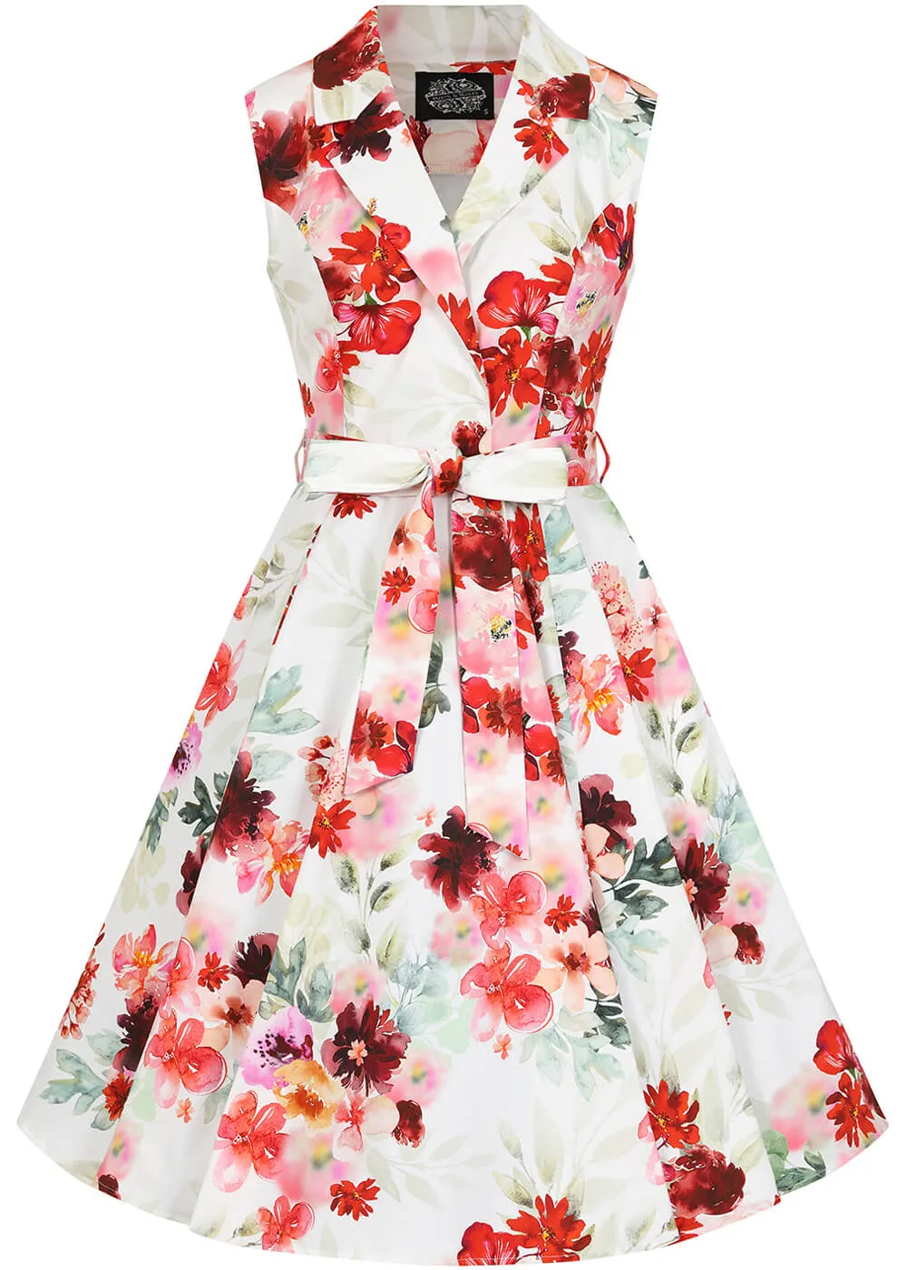 Hearts & Roses Adelyn Floral 50's Swing Dress White