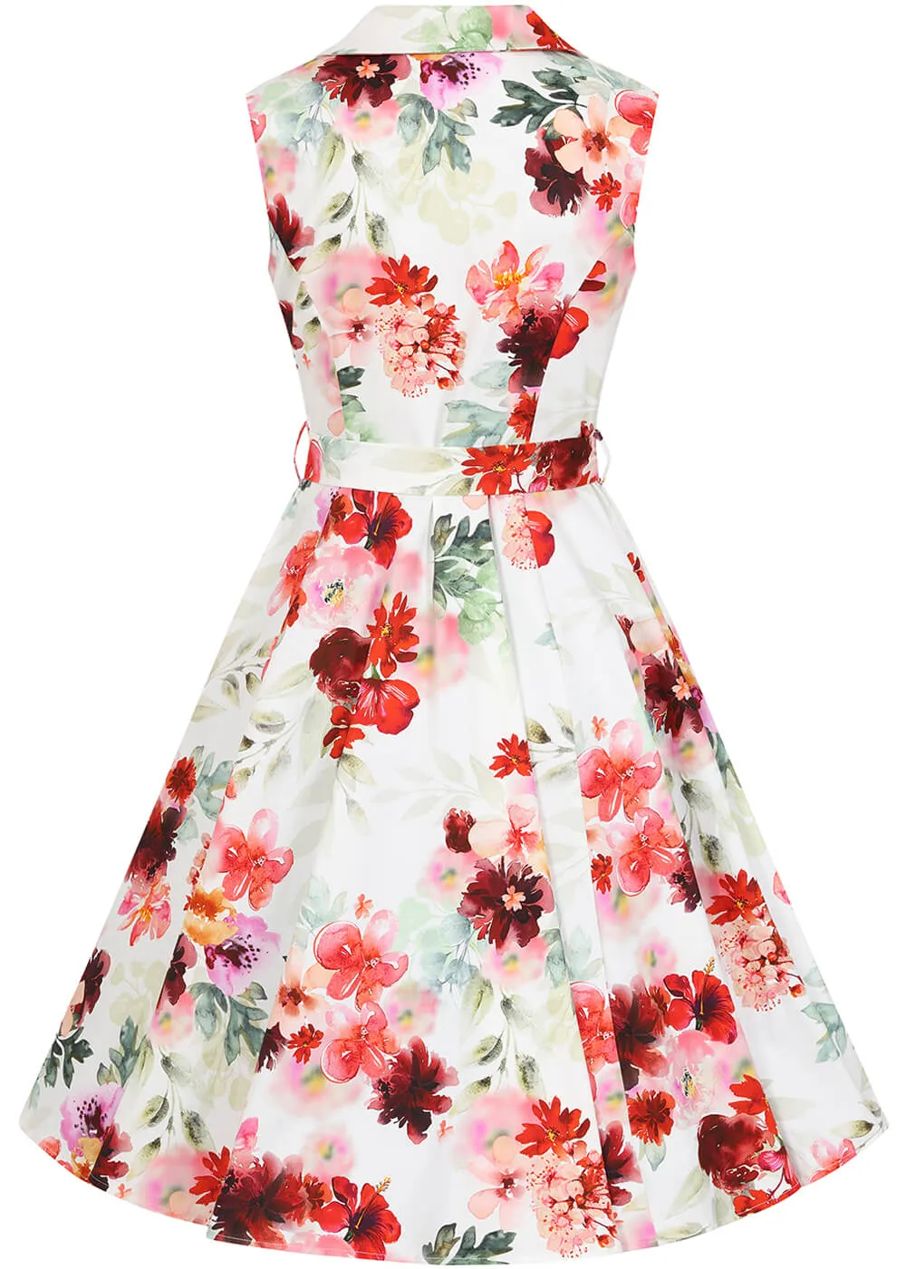 Hearts & Roses Adelyn Floral 50's Swing Dress White