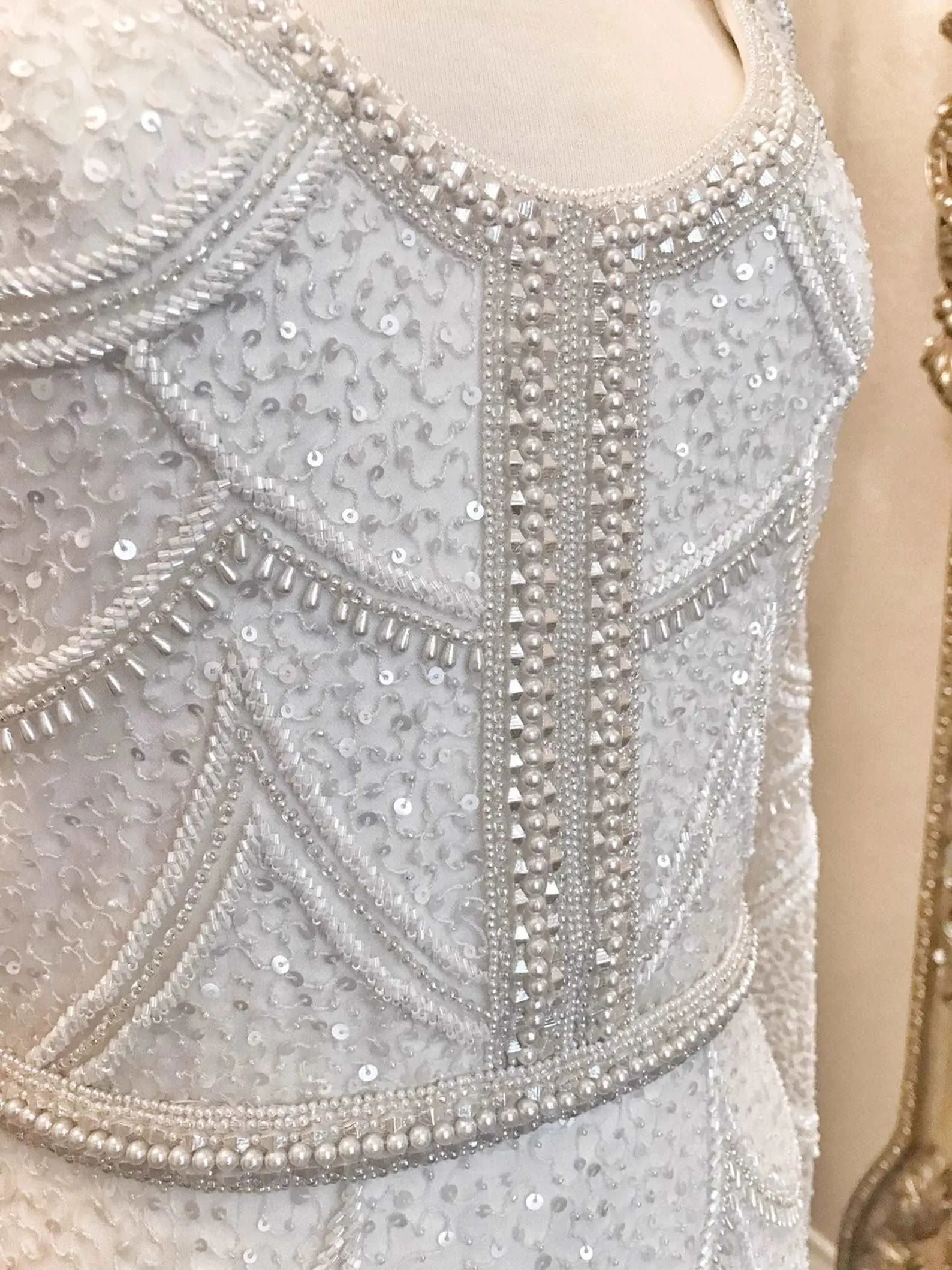 Heavily Beaded Scoop Neckline Fit & Flare Wedding Dress | Elizabeth