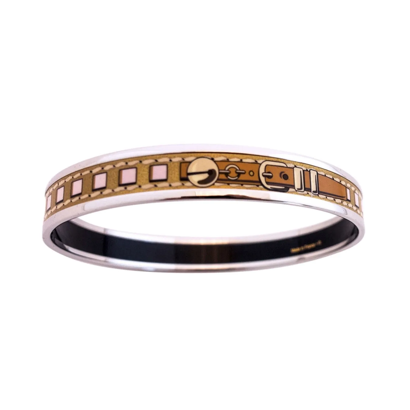 Hermes Gold Printed Enamel Bracelet Collier de Chien CDC Palladium 65