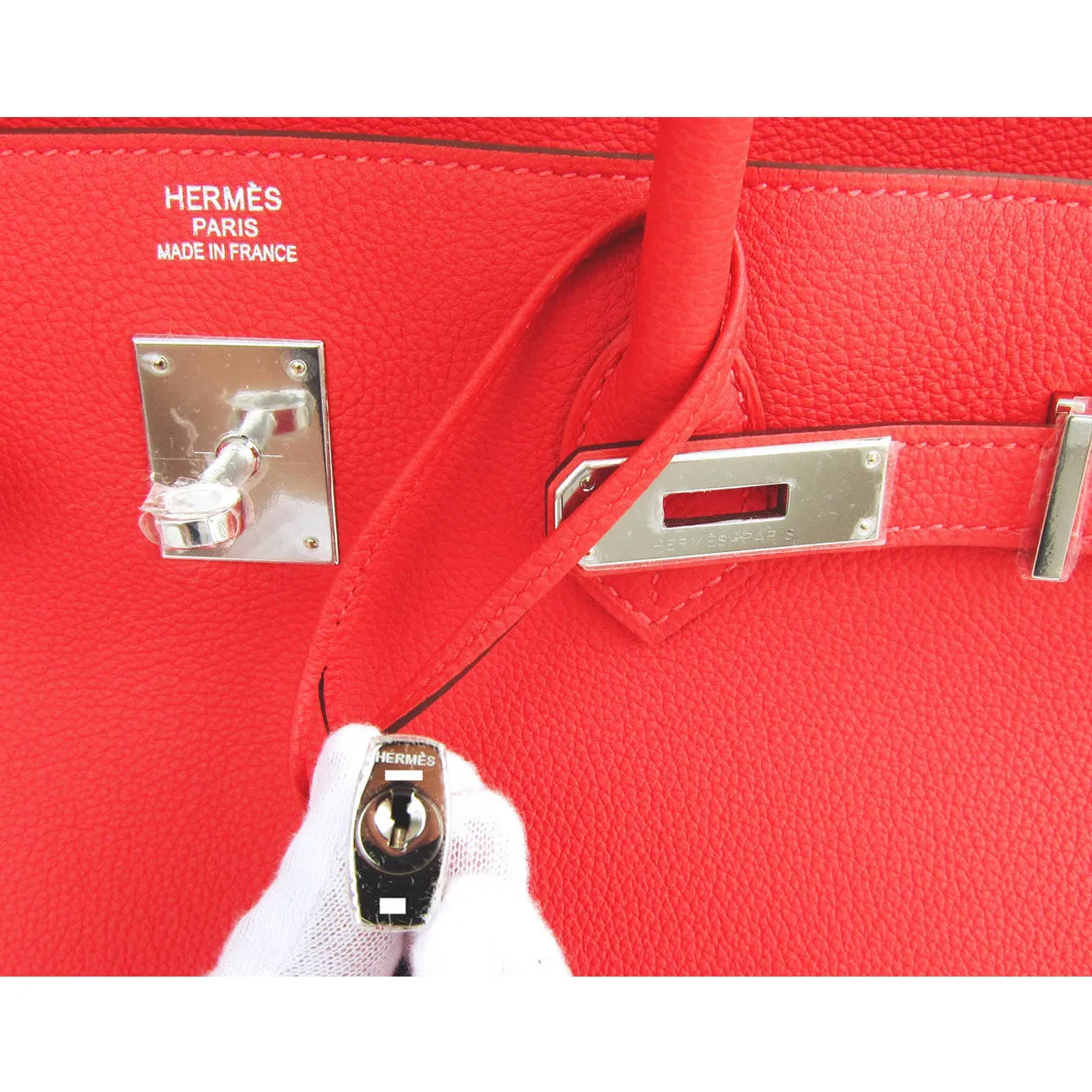 Hermes Rouge Pivoine 40cm Togo Birkin Bag Palladium Luscious