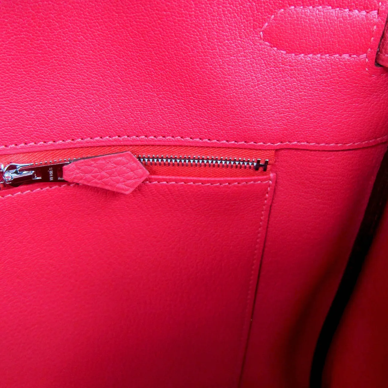 Hermes Rouge Pivoine 40cm Togo Birkin Bag Palladium Luscious