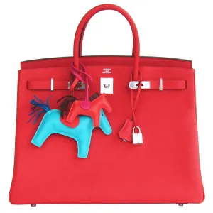 Hermes Rouge Pivoine 40cm Togo Birkin Bag Palladium Luscious