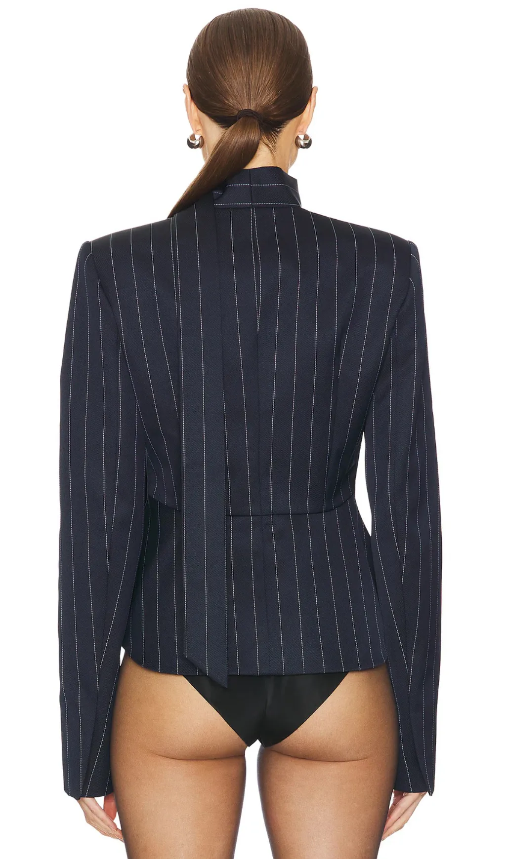 Hibyl Pinstripe Scarf Blazer in black