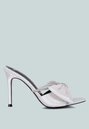 High Tea Rhinestone Bow Embellished Stiletto Sandals By Ruw