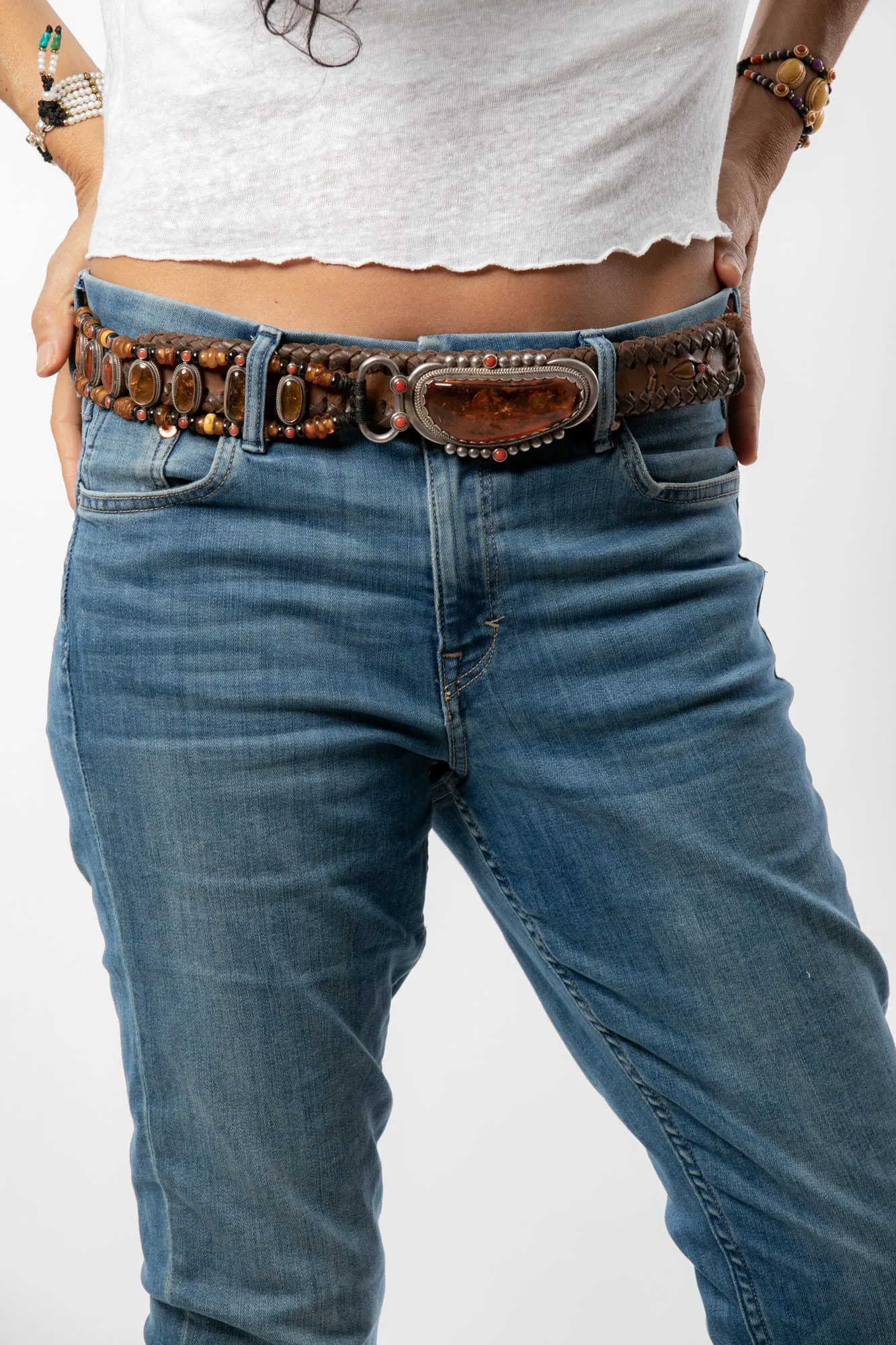 Honey Amber beads belt