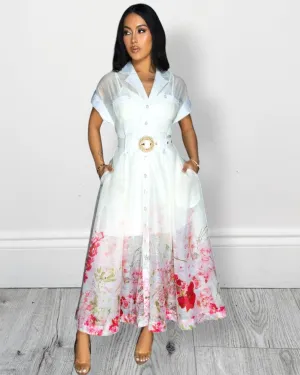 I Am Chic For You Princess Cut Dress White Floral