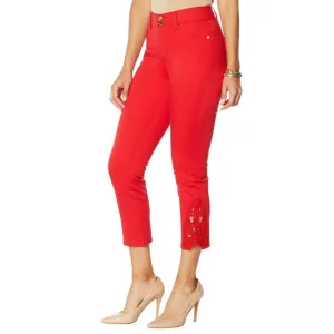 IMAN Women's City Chic 360 Slim Crop Jean With Crochet Lace Detail