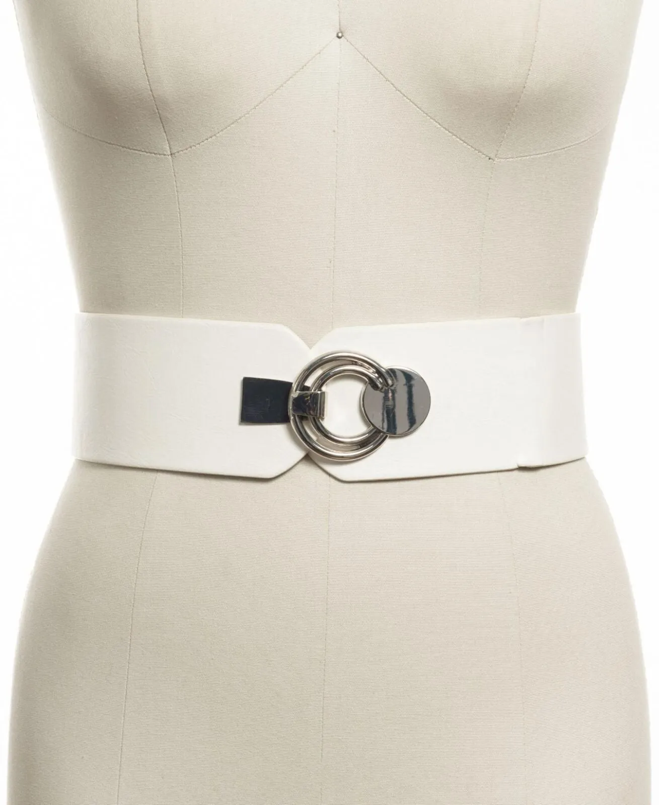 Inc International Concepts Interlocking Circle Faux Leather Stretch Belt M/L