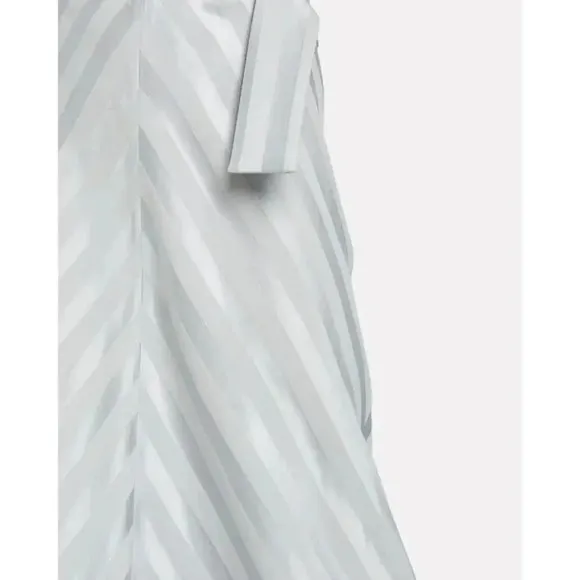 INTERMIX belted satin midi skirt flare stripe gray career sz 8 Large NWT $248