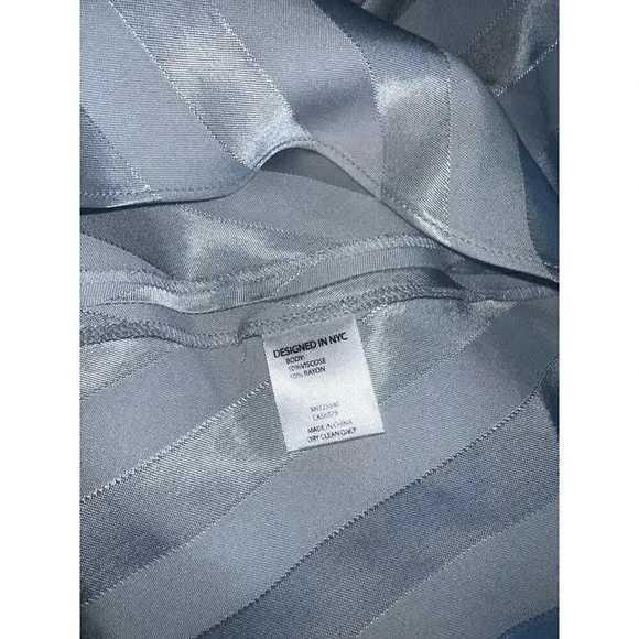 INTERMIX belted satin midi skirt flare stripe gray career sz 8 Large NWT $248
