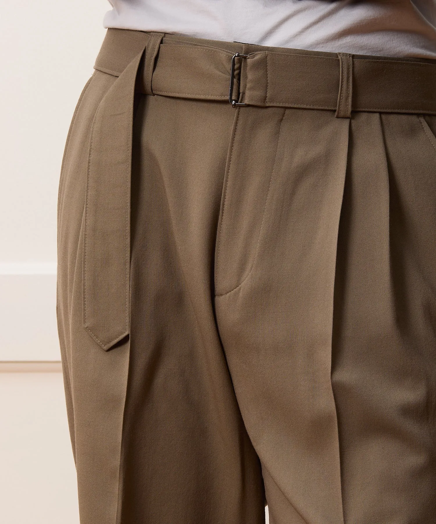 Italian Gabardine Self Belt Trouser