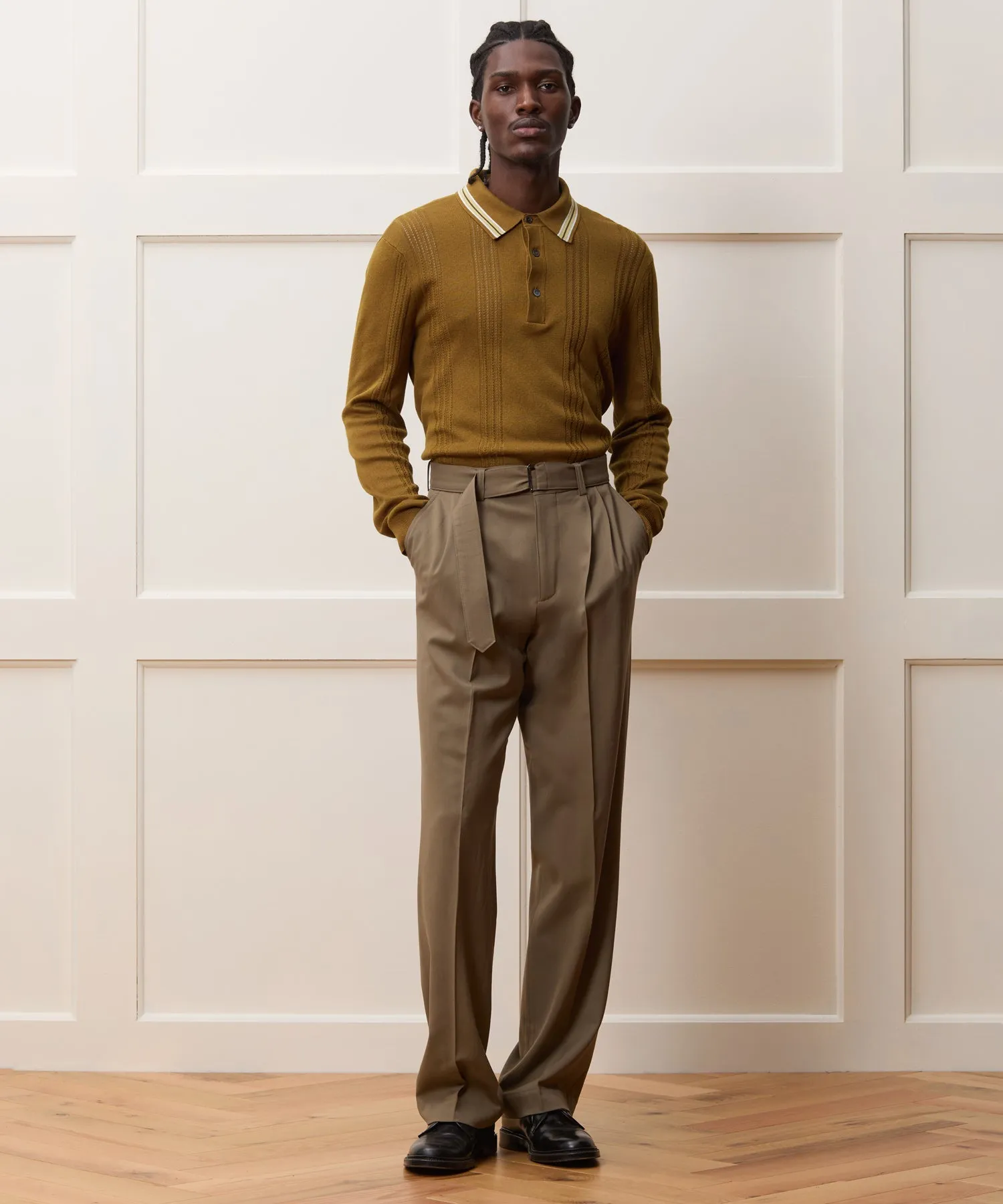 Italian Gabardine Self Belt Trouser