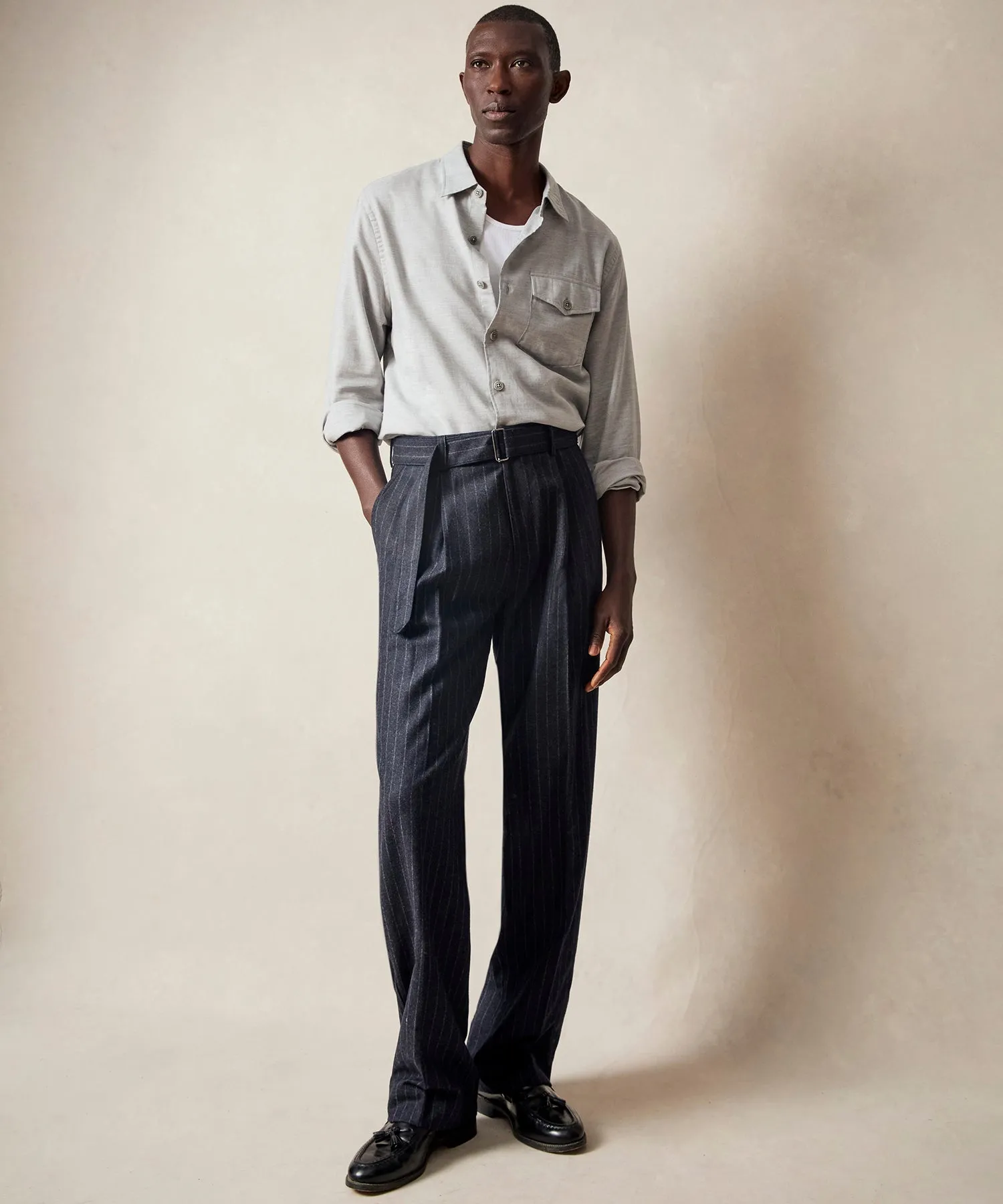 Italian Wool Self Belt Trouser