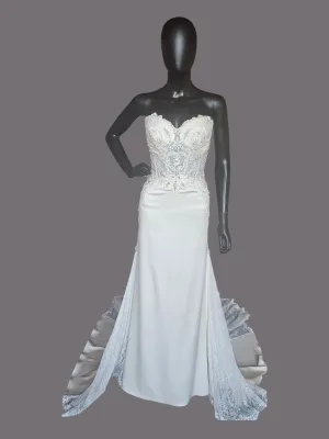 Ivory Charmeuse Lace Accent Wedding Gown - Beloved