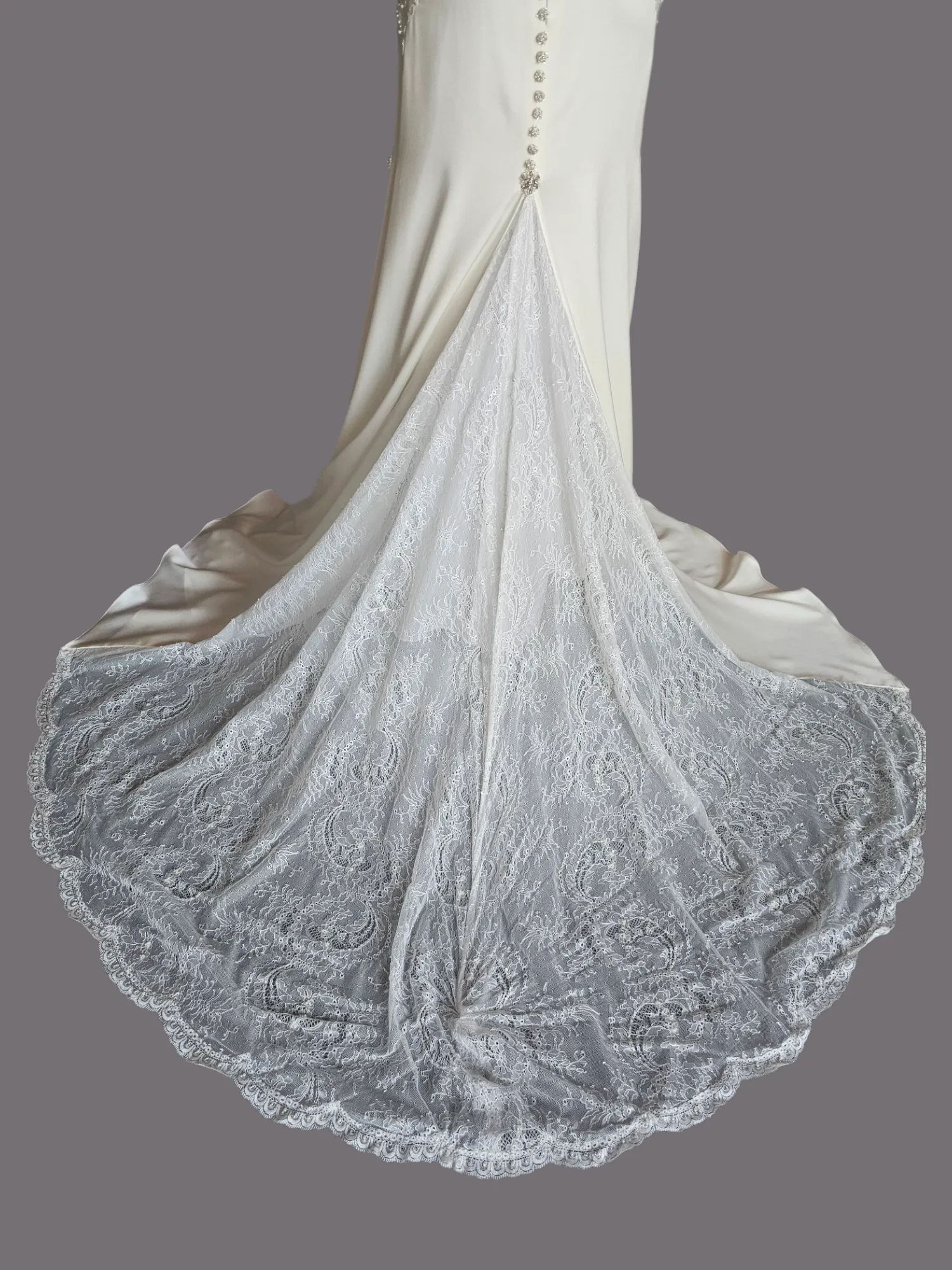 Ivory Charmeuse Lace Accent Wedding Gown - Beloved