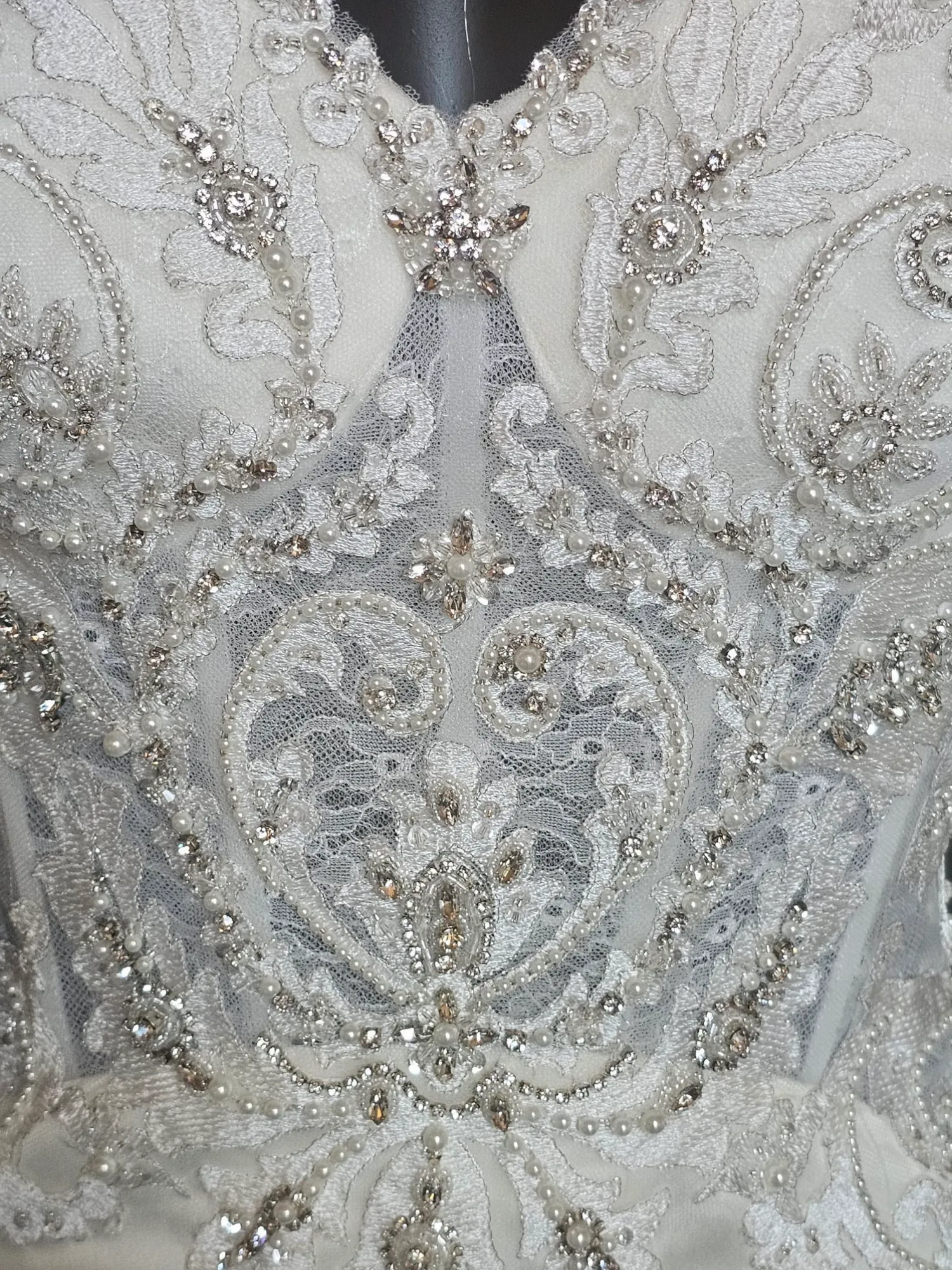 Ivory Charmeuse Lace Accent Wedding Gown - Beloved