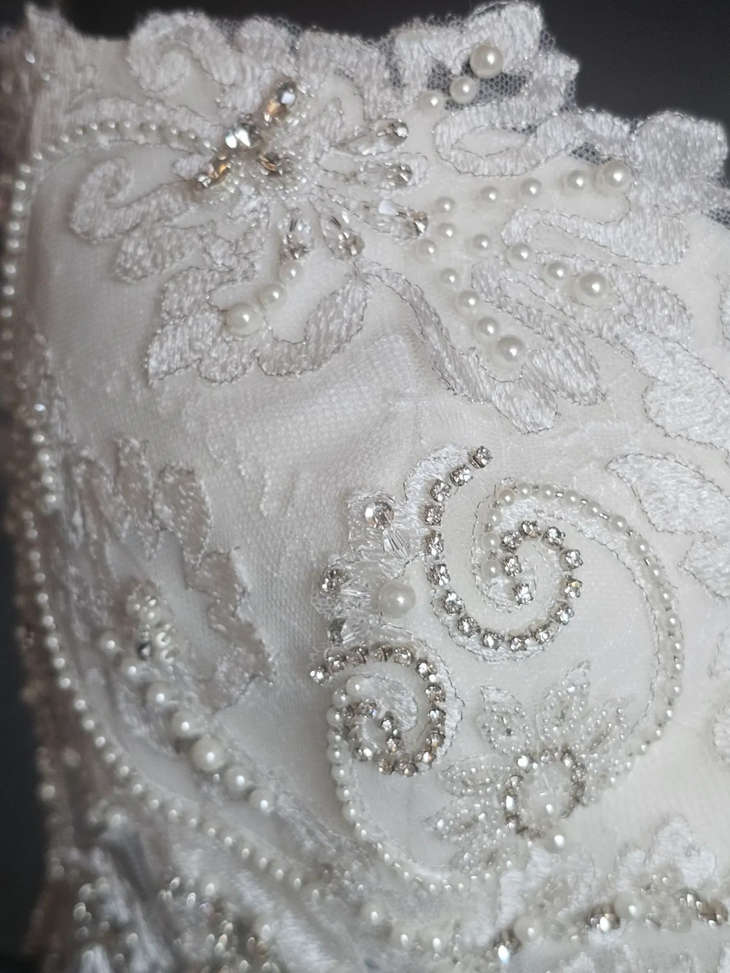 Ivory Charmeuse Lace Accent Wedding Gown - Beloved