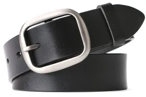 Jeans Belt for Women Leather Belt with Solid Pin Buckle Pants Size up to 44"