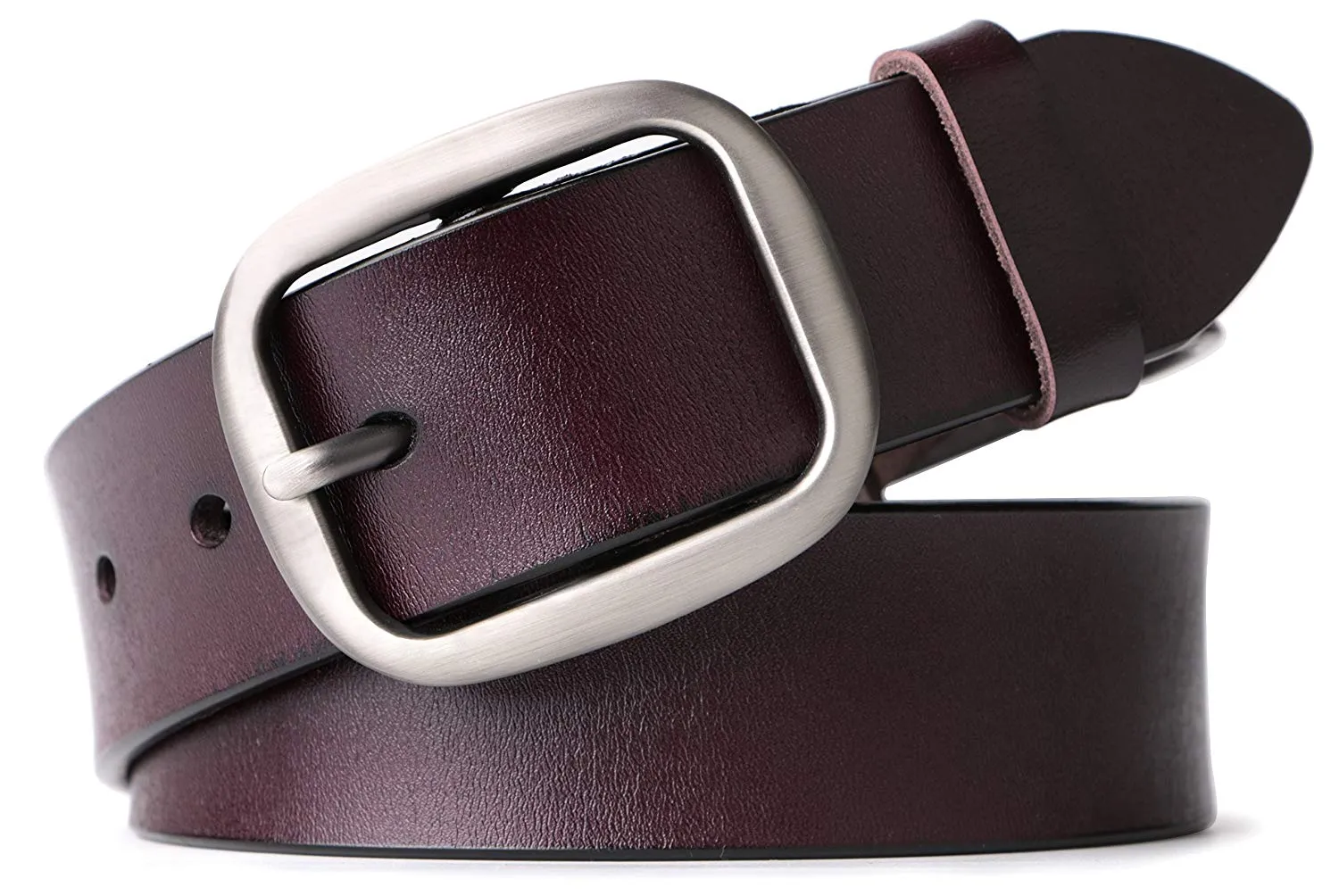 Jeans Belt for Women Leather Belt with Solid Pin Buckle Pants Size up to 44"