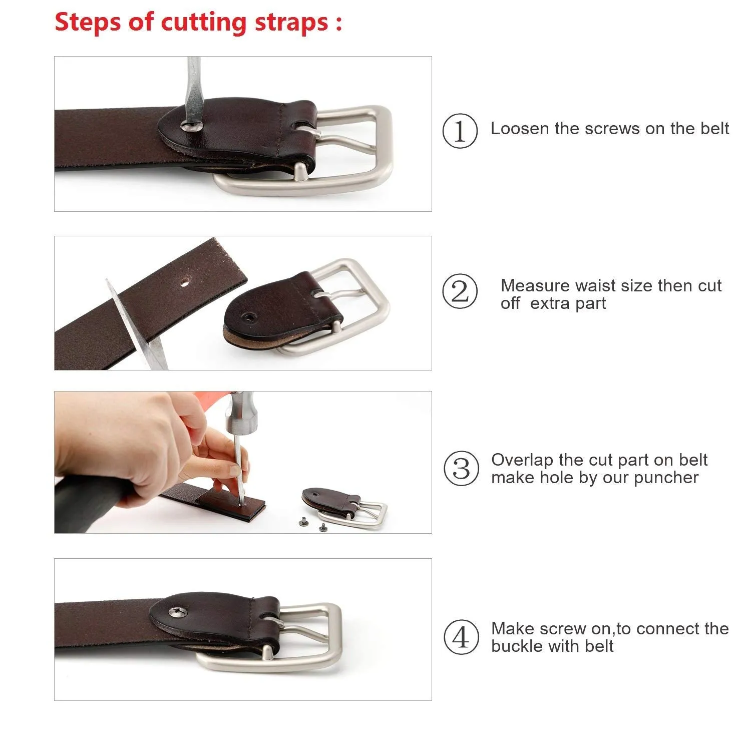 Jeans Belt for Women Leather Belt with Solid Pin Buckle Pants Size up to 44"