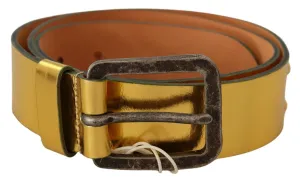 John Galliano Elegant Gold Genuine Leather Men's Belt