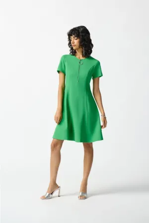Joseph Ribkoff Zipped Neckline Short Sleeve Fit and Flare Dress 242031