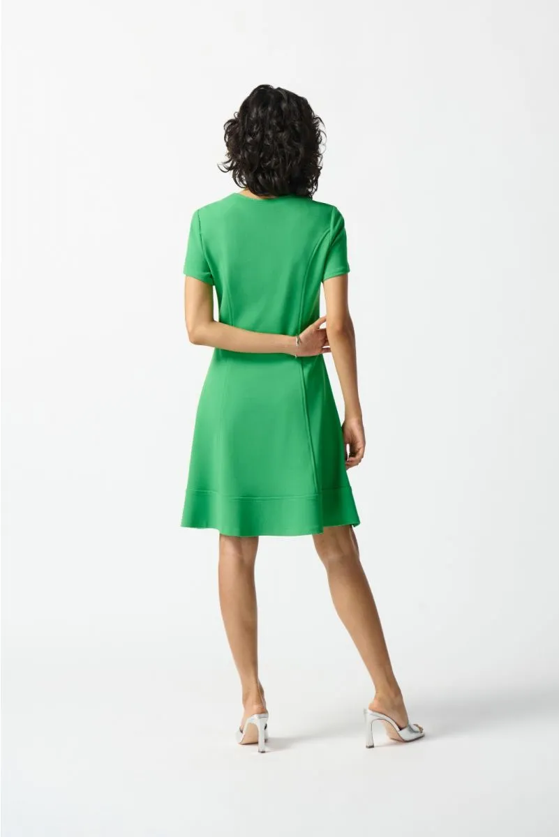 Joseph Ribkoff Zipped Neckline Short Sleeve Fit and Flare Dress 242031